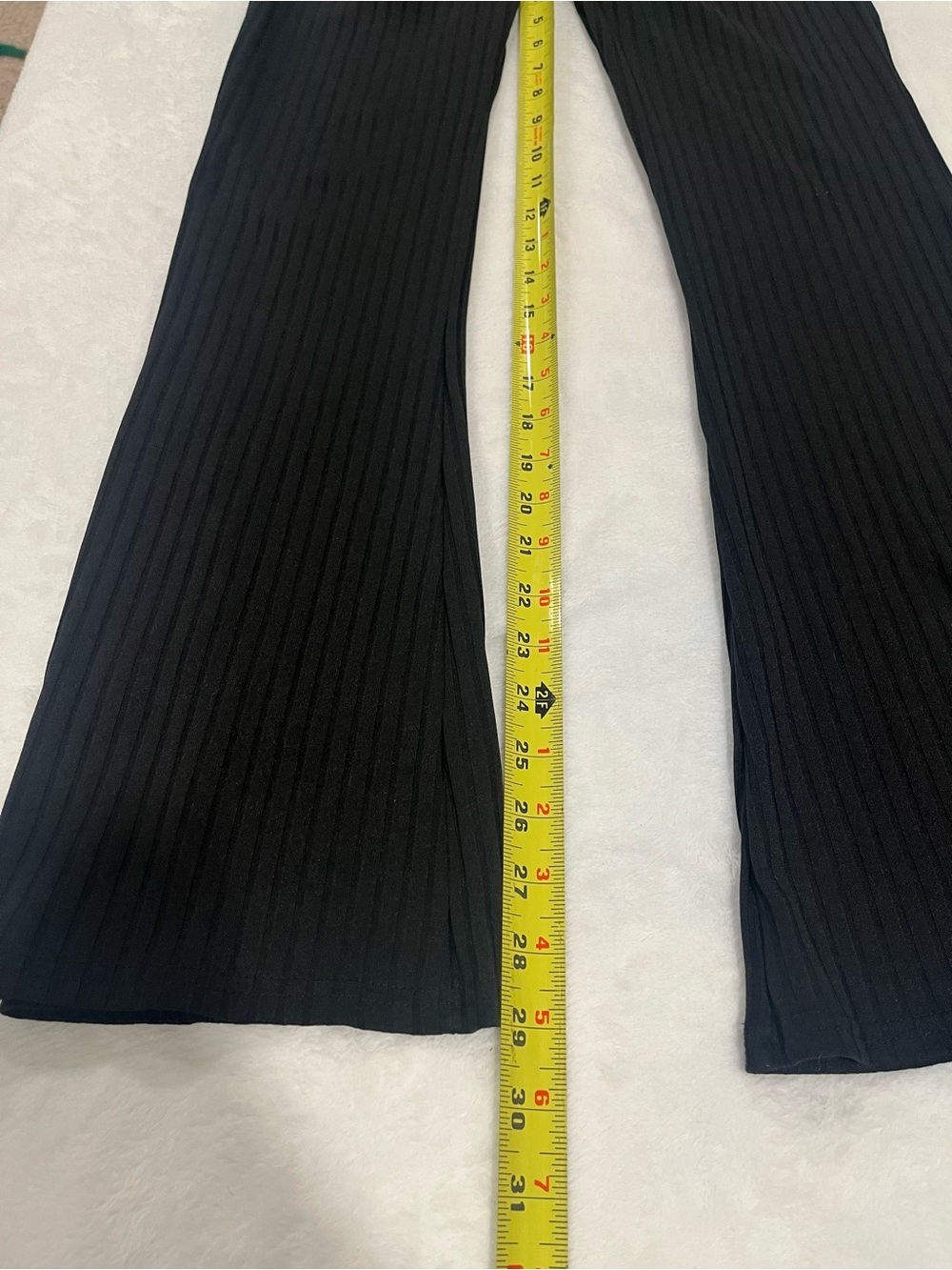 Black Ribbed Flare Leggings - Picture 5 of 6